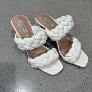 STEVE MADDEN Womens White Braided Padded Kenley Sandal Size 9